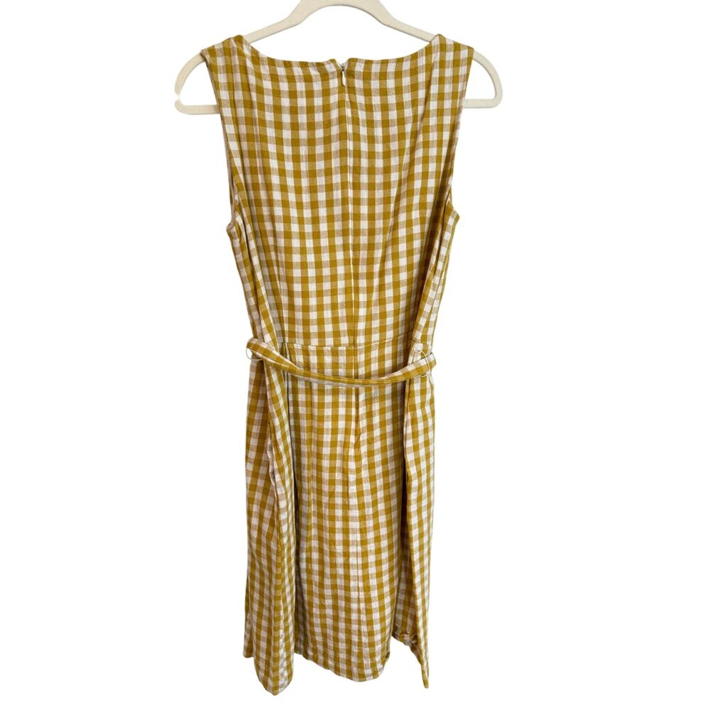 Anne Klein Size 8 Yellow Gingham Dress Waist Tie Feminine Plaid Cottage Core - Picture 2 of 5